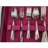 Image 6 : Nice Assortment of Silver-Plated Flatware, Heart-Shaped Goblets, in Wooden Holder ~ 5lbs