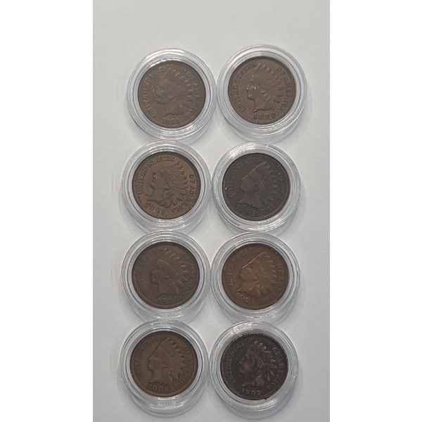 Assorted Years United States Indian Head Cents In Coin Capsules - Face Value: $0.08