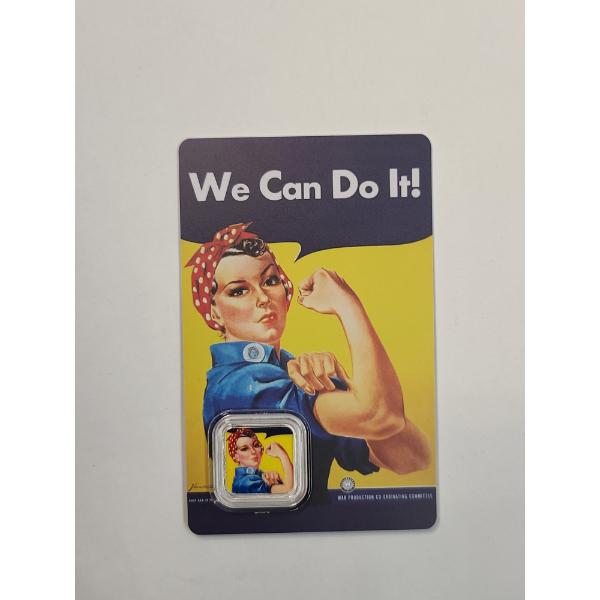 Rosie The Riveter 1 Gram .999 Fine Silver Coin Colorized Serialized Coin In Collectible Assay Card