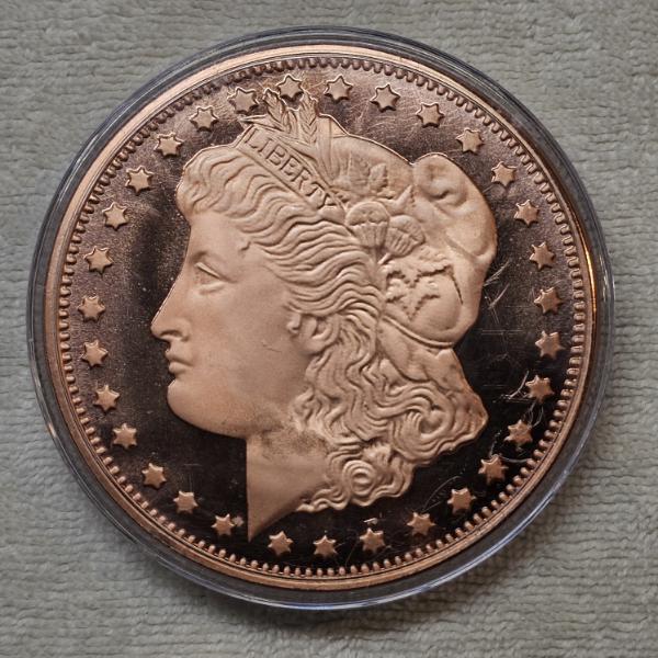 5 oz .999 Fine Copper Morgan Dollar Round