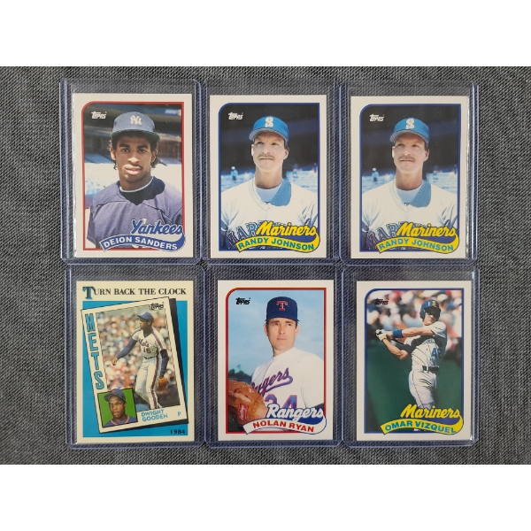Six 1989 Topps Tiffany Near Mint Baseball Trading Cards Including Omar Vizquel, Nolan Ryan & More!