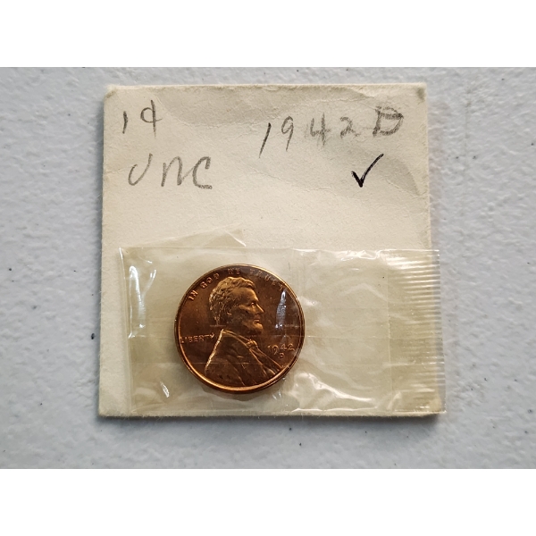 Uncirculated 1942-D Lincoln Wheat Cent