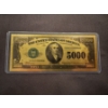 Image 1 : $5,000 James Madison Pure 24k .999999 Gold Foil Note In Protective Holder - Mint Condition