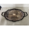 Image 1 : Large Vintage Silver Plate Serving Tray In Mint Condition - 22" X 15" - Weighs 6.6 Pounds