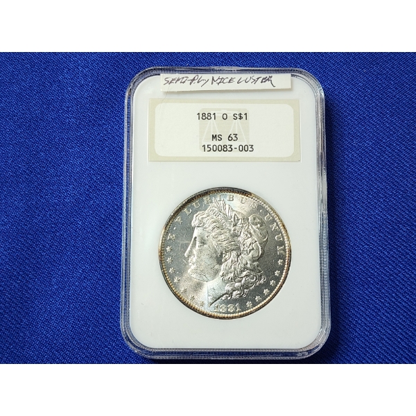 Beaituful, Nice Luster 1881-O Morgan Silver Dollar NGC MS 63