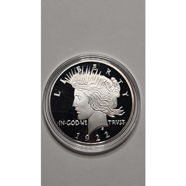 .999 Fine Silver 1922 Peace Dollar Copy Coin Weighing 27 Grams