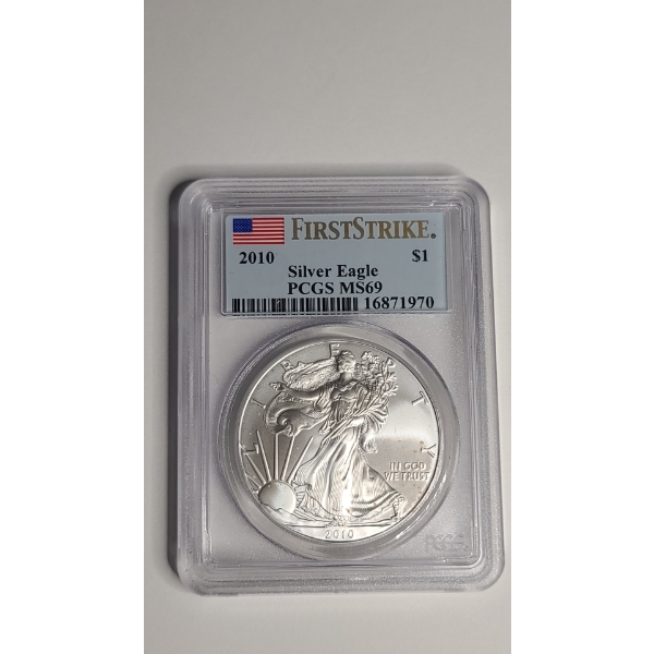 PCGS 2010 MS 69 First Strike 1 Troy Ounce .999 Fine Silver American Eagle
