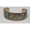 Image 1 : Vintage Mexican Alpaca & Abalone Shell Inlay Cuff Bracelet 