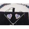 Image 2 : Stunning Blue/White Pearl Necklace and Heart-Shaped Purple Gems Earrings and Necklace Set