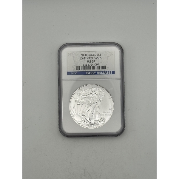 NGC MS69 2008 Silver American Eagle - Early Releases