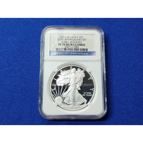 2011-W $1 Silver American Eagle 1 oz Fine Silver Graded PF70 ULTRA CAMEO by NGC