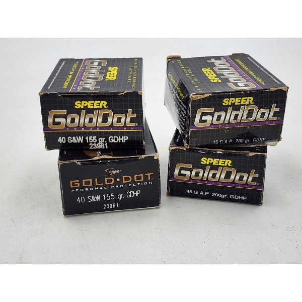 4 Boxes, One Full, of Speer Gold Dot 40 S&W Ammunition