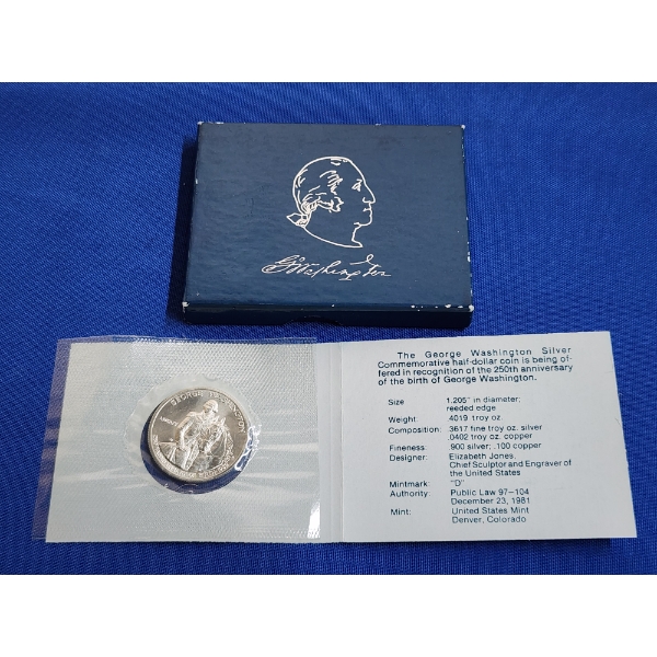 Uncirculated George Washington 90% Silver Commemorative Half Dollar