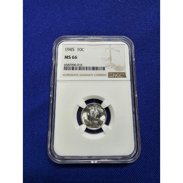 1945- W Mercury Dime NGC MS66