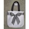 Image 1 : New Adorable Anokni 14.5''x14'' Classic Black & White With Bow Design Zip Top Closure Tote Bag 