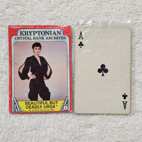 Vintage 1980 Superman 2 Ursa Trading Card and Elvgren US Navy Hit the Deck Pinup Playing Card