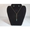Image 1 : Nice Matching Set of 10K Gold w/ Emerald-Colored Stones Stud Earrings and ~16in Necklace TW: 3.6g