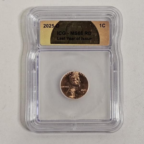 ICG MS66 RD 2025-D United States Lincoln Shield Cent Penny Last Year Of Issue