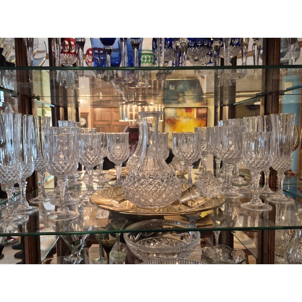 Shelf Of Crystal Glasses & Carrafe