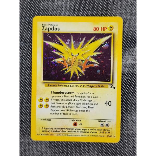 Zapdos 15/62 Holo Rare Vintage Fossil Pokemon Trading Card 