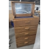 Image 1 : Like New! Oak 5 Drawer Dresser 33''x17''x50'' Top Raises To Reveal Hidden Compartment & Mirror! 