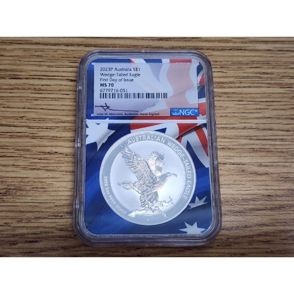 NGC MS70 2023 P Australia Wedge Tailed-Eagle FDOI - 1 oz .9999 Fine Silver 