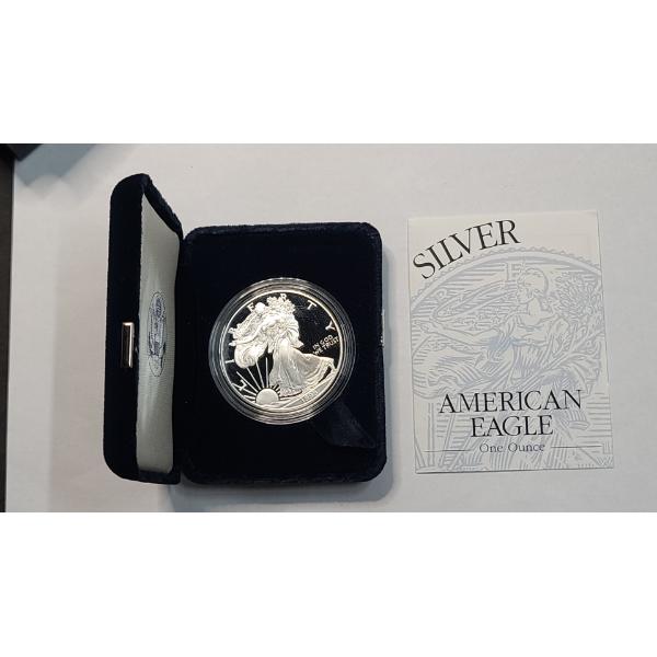 1999-P United States 1 Oz .999 Fine Silver Proof American Eagle In Original Box With COA