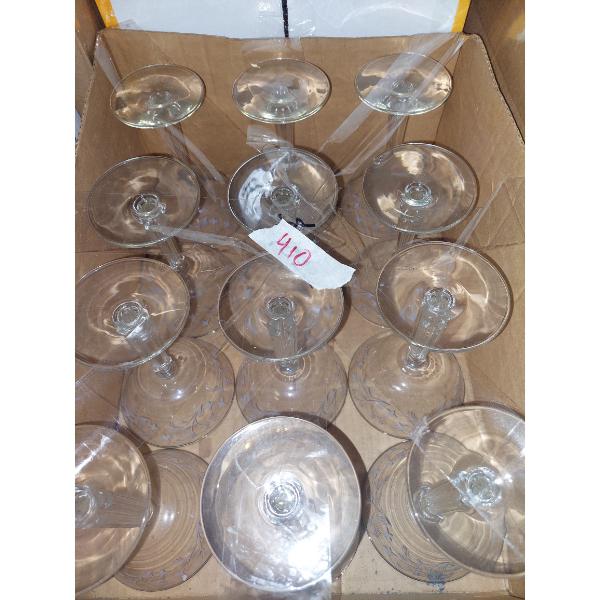 Vintage Box Lot - Etched Crystal Goblets - Nice Lot