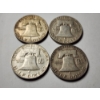 Image 3 : Four Benjamin Franklin 90% Silver United States Half Dollars ~ $2.00 Face Value