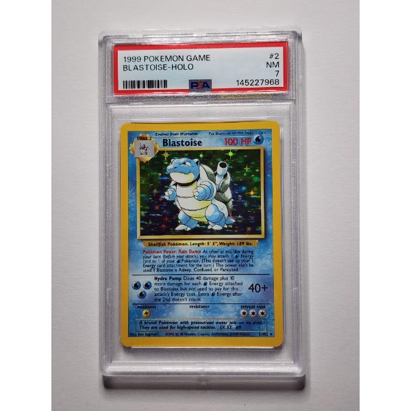 PSA Graded Mint 7 Blastoise 2/102 Base Set Holo Rare Vintage Pokemon Trading Card ~ 