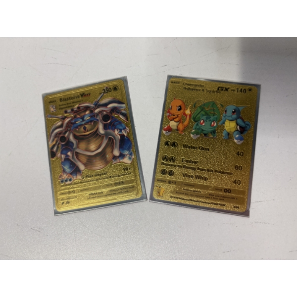 2 Pokémon Gold Trading Cards - Blastoise Vmax - Charmander, Bulbasaur & Squirtle 2019 3/99
