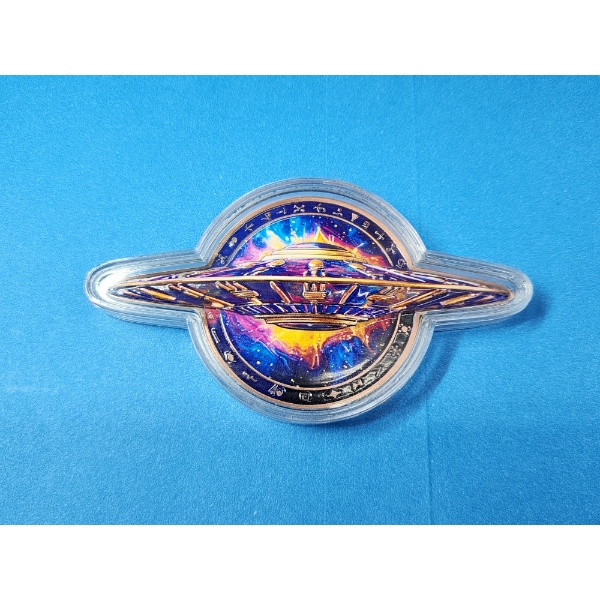 Colorized 5 AVDP Ounces .999 Fine Copper UFO Shaped Piece in Capsule 