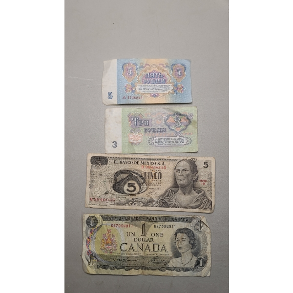 Assorted Canadian, Mexican & Soviet Union Paper Currency 