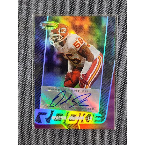 2005 Topps #162 Derrick Johnson Numbered 244/999 Autographed Rookie Trading Card