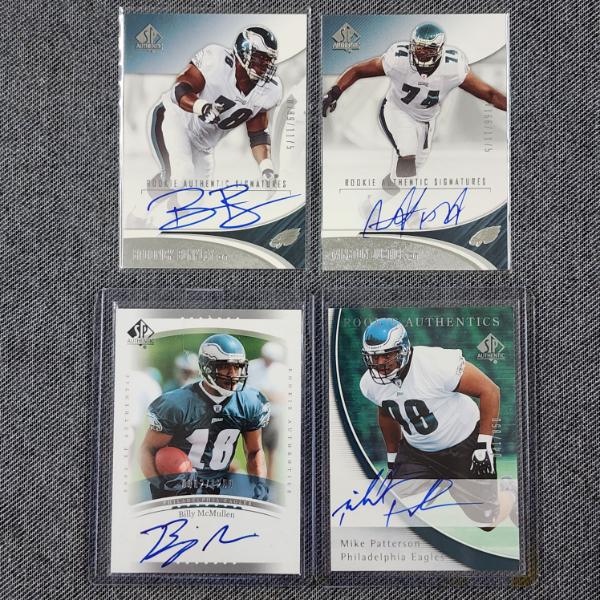 Four Upper Deck AUTOGRAPHED Philadelphia Eagles NUMBERED Rookie Authentics Football Trading Cards