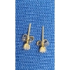 Image 2 : 14K Gold Earrings With Clear Stones - Weight: 0.3g