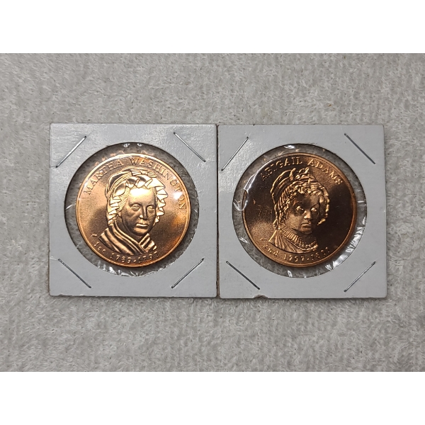 Two - 1 Oz Copper First Lady Rounds Martha Washington & Abigail Adams