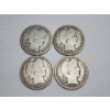 Image 1 : (4) 90% Silver U.S. Barber Quarters - Years 1914, 1899, 1908, 1916 - FV: $1.00