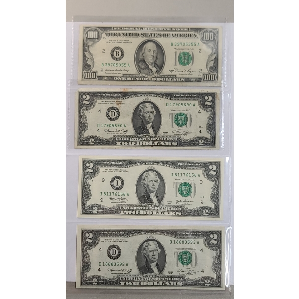 Assorted United States Currency Including Series 1981 A $100 Federal Reserve Note - Face Value: $106