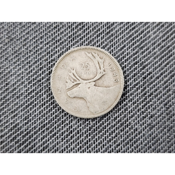 SILVER CANADIAN COIN! ~ 1943 Canadian 80% Silver Quarter ~ ASW: 0.1500 OZ