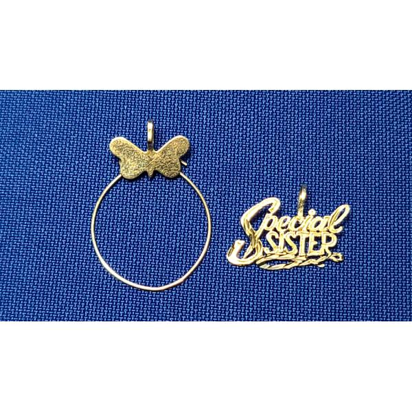 14K Gold Charm Golder Pendant & 14K Gold "Special Sister" Pendant - Total Weight: 1.3g