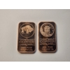 Image 1 : (2) 1 AVDP ounce .999 Fine Copper Bars ft. Buffalo Design & Statue of Liberty Design 2 oz Total