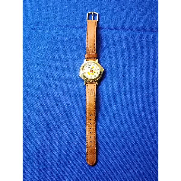 Vintage Lorus Disney Mickey Mouse Musical Quartz Gold-Tone Watch with Leather Band