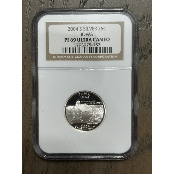 NGC PF69 Ultra Cameo 2004-S Silver State Quarter - Iowa