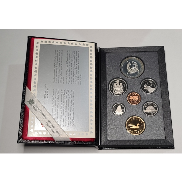 1988 Canadian Double Dollar Proof Coin Set Featuring First Ironworks Commemorative 50% Silver Dollar