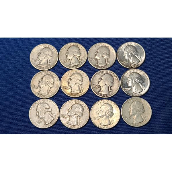 Assorted Years/Mint Marks 90% Silver Washington Head Quarters - Face Value: $3.00