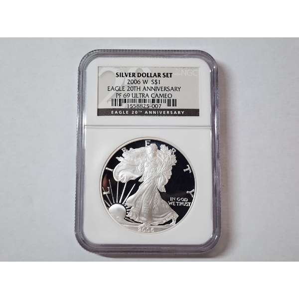 "Silver Dollar Set" 2006-W American Eagle - 1 oz .999 Fine Silver 20th Anniv. NGC PF 69 ULTRA CAMEO