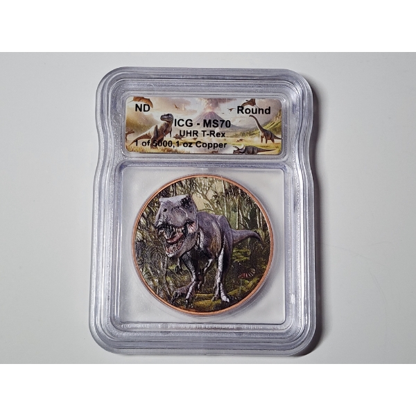 ICG MS70 UHR T-Rex Copper Round One AVDP Ounce .999 Fine Copper 