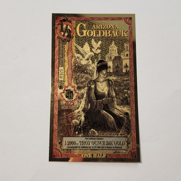 2025 Arizona 1/2 Goldback *Alpha Series* Fides 1/2000oz 24K Gold Foil Note