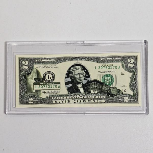 2003 A Series $2 United States, State of "Wyoming" Dollar Bill